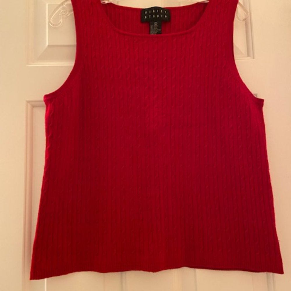 Finity Studio Women Top Red Sz L 35% Wool Sleeveless